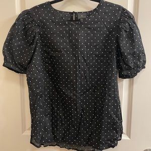 Black with white polka dots blouse - Size L